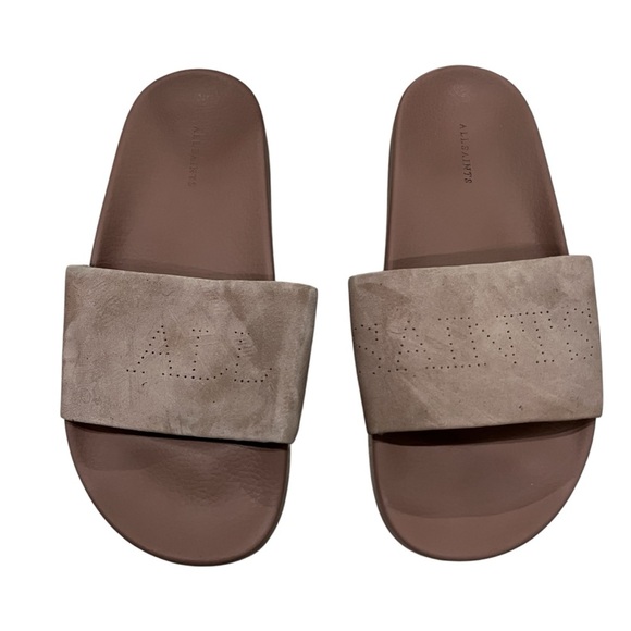 All Saints Karli Taupe Slides Sandals - Picture 3 of 11